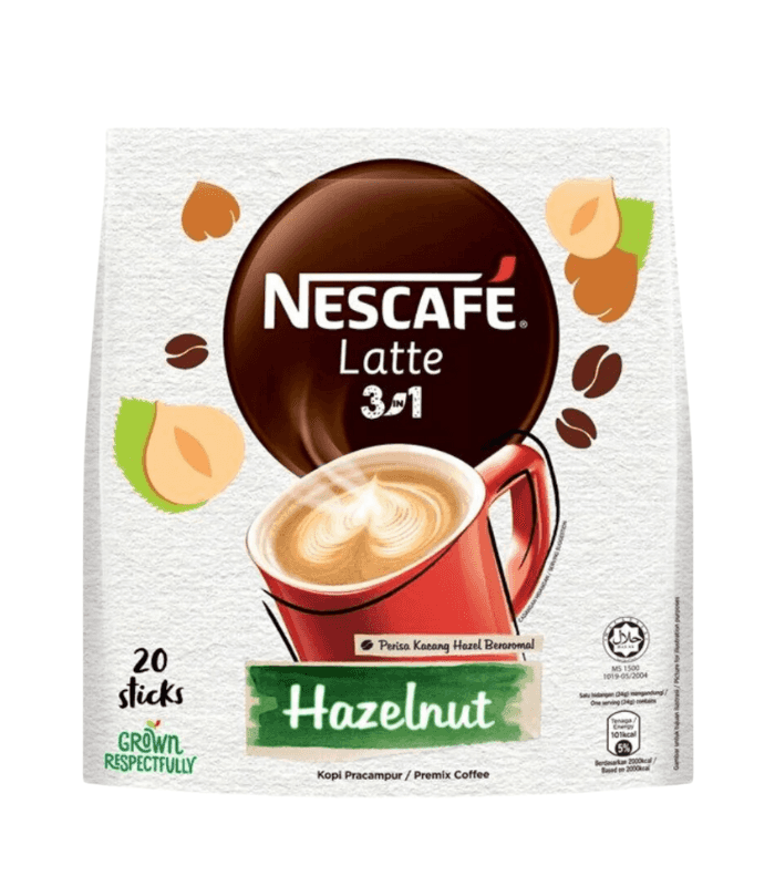 NESCAFE 3 IN 1 LATTE INSTANT COFFEE HAZELNUT (20 X24 G)